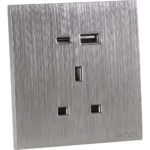 ⁦فيش ثلاثي مع منفذ يو اس بي USB مع تايب سي TYPE-C لون بيانو جرافيت⁩ - الصورة ⁦2⁩